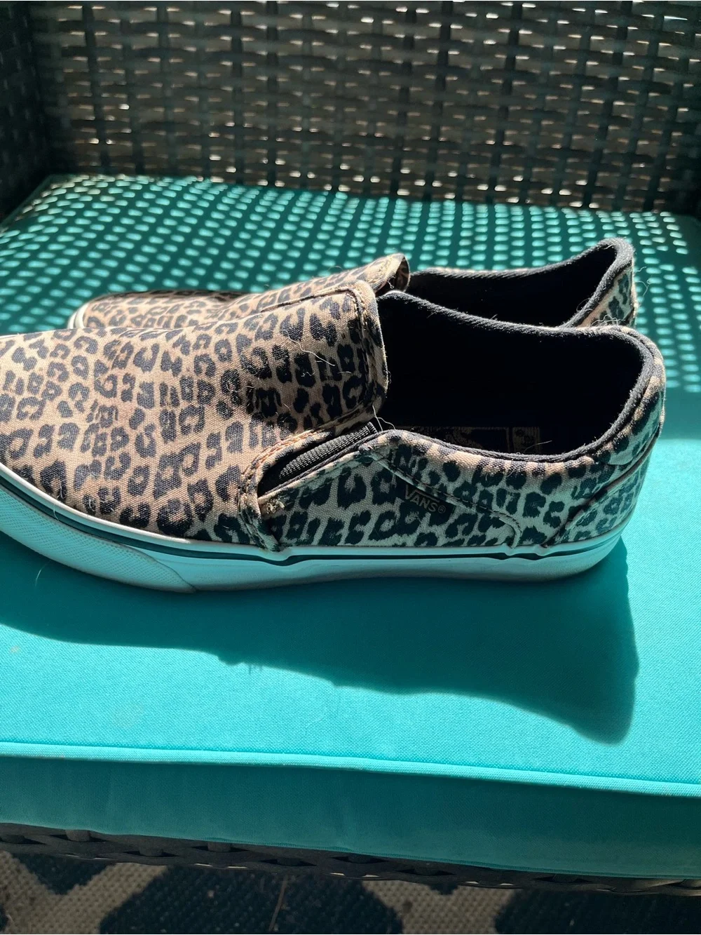 Vans Leopard Print Slip-On Flats - Tan & Black - Picture 3 of 7